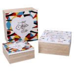 Scatola Quadrata Piccola In Legno Multicolor Con Cuore